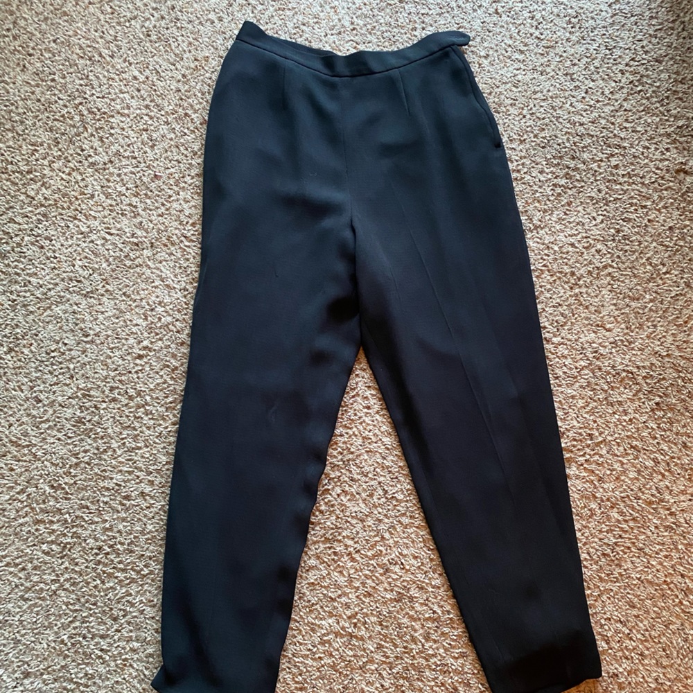 Black straight legged trousers
